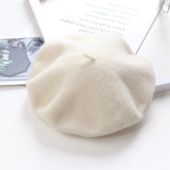 TRUBKH berets for women Wool Berets for Women Wool Beret Beanie Cap Hat Chic and Stylish skull caps Painter Hat women hats fashion ladies hats French Beret Hats Color Artist Style White One Size