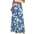 thumbnail image 1 of TRUBKH boho pants for women High Waist Wide Leg Pants Floral Solid Long Palazzo Pants Women Summer Print Boho Palazzo Pants High Waist Trousers With Pockets womens joggers beach pants Sky Blue S, 1 of 6