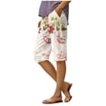 thumbnail image 1 of TRUBKH capri pants for women wide leg capri pants for women linen pants women Summer Shorts For 2025 High Waisted Elastic Waist Wide Leg Pants Tennis Leggings Capri Leggings for Women Yellow 4XL, 1 of 5
