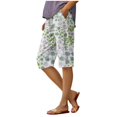 thumbnail image 1 of TRUBKH capri pants for women wide leg capri pants for women linen pants women Summer Shorts For Women 2025 High Waisted Elastic Waist Wide Leg Pants Capri Pants for Women Womens Linen Pants Green 3XL, 1 of 5