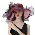 thumbnail image 1 of TRUBKH Derby Hats for Women Kentucky-derby Hat Kentucky Derby Hats for Women Fancy Hats for Women Summer Sunhat Vintage Hats Church Hats Bowler Hat Tea Party Hat Packable Wide Brim Hats Red One Size, 1 of 3