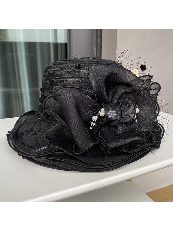 derby hats for women tea party hat Sun Hats easter hats for women church hats Outdoor Hat Sun Hat for Ladies kentucky derby hats for women Organza Derby Hats for Women Summer Sunhat Black A