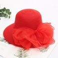 thumbnail image 1 of TRUBKH derby hats for women tea party hat Wide Brim Sun Hat fancy hats elegant hats for women Tea Party Wedding Hat Sun Hat for Ladies women hats for church Organza Derby Hats for Women Red One Size, 1 of 2