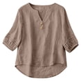 thumbnail image 1 of TRUBKH embroidered shirts Beach Vacation Tunics Peasant Blouses for Women Flowy Tunics Blouses Floral Embroidered Loose Dressy Casual Blouses V Neck Shirts Button Down V Neck Boho Tops Orange L, 1 of 8