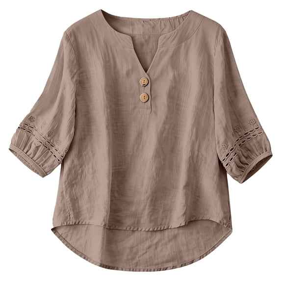TRUBKH embroidered shirts Beach Vacation Tunics Peasant Blouses for Women Flowy Tunics Blouses Floral Embroidered Loose Dressy Casual Blouses V Neck Shirts Button Down V Neck Boho Tops Orange L