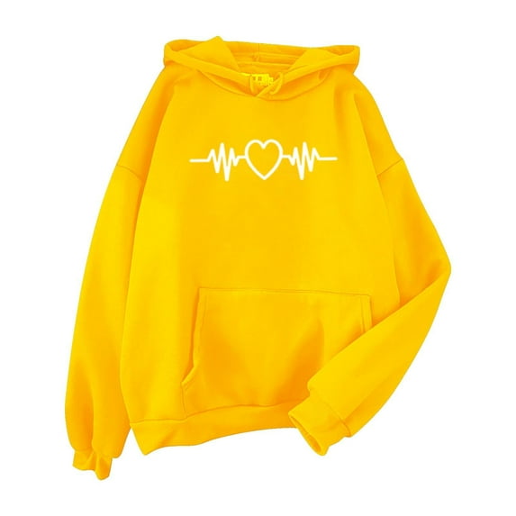 TRUBKH hoodies for women Fleece Sweatshirts hoodies for teen girls women sweatshirt graphic hoodie Yellow L