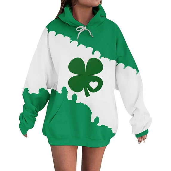 TRUBKH hoodies for women Fleece Sweatshirts hoodies for teen girls hoodie women graphic hoodie St.P Day Sweatshirt For Fall Tops Graphic Hoodies Shirts Print Pullover Tops White 2XL