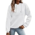 thumbnail image 1 of TRUBKH hoodies for women Fleece Sweatshirts womens long sleeve tops comfrt hoodie pullover sweaters for women Autumn Solid Color Pocket Loose Casual Long Sleeved Hooded Sweatshirt White XL, 1 of 3