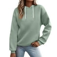 thumbnail image 1 of TRUBKH hoodies for women Fleece Sweatshirts womens long sleeve tops comfrt hoodie pullover sweaters for women Autumn Solid Color Pocket Loose Casual Long Sleeved Hooded Sweatshirt Green S, 1 of 3
