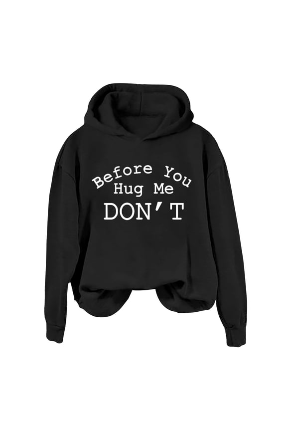 hoodies for women Fleece Sweatshirts womens long sleeve tops crewneck sweatshirt graphic hoodie Women's Fashionable Youth Campus Top Printed Sweatshirt Hoodie Black 2XL