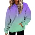 thumbnail image 1 of TRUBKH hoodies for women Fleece Sweatshirts womens long sleeve tops hoodie women pullover sweaters for women Sweatshirt With Gradient Letter Printed Pockets And Hooded Sweatshirt Purple XL, 1 of 5