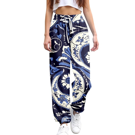 TRUBKH joggers for women linen pants women sweatpants women Women's Spring And Autumn Casual Trendy Loose Autumn Fragrance Long Pants summer clothes summer pants for women 2025 Blue L