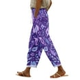 thumbnail image 1 of TRUBKH linen pants women Palazzo Pants Floral Solid Long Palazzo Pants Spring And Casual 3D Printed Back Pocket Cotton And Linen Pants Cargo Pants Women Cotton Palazzo Pants for Women Dark Purple S, 1 of 4