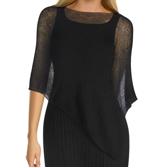 TRUBKH shawl wraps for women pashmina wraps for women Wrap and Shawl for Women womens shawl summer scarf Women's Irregular Loose Lazy Thin Of Ice Knit Sweater Sun Cape Shawl Black One Size