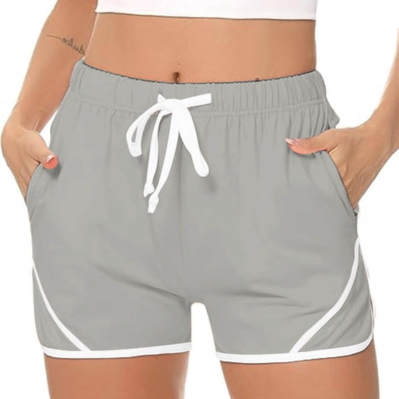 TRUBKH shorts for women athletic shorts for women linen shorts womens shorts casual bermuda shorts for women Gray L