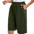 thumbnail image 1 of TRUBKH shorts for women athletic shorts for women cotton shorts for woman womens shorts casual bermuda shorts for women Cotton And Linen Casual Elastic Waist Mid Sleeved Shorts Green S, 1 of 8