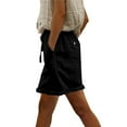 thumbnail image 1 of TRUBKH shorts for women athletic shorts for women cotton shorts for woman womens shorts casual bermuda shorts for women Women's Summer Cotton And Linen Pocket Casual Shorts Black 2XL, 1 of 7