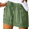 thumbnail image 1 of TRUBKH shorts for women athletic shorts for women linen shorts womens shorts casual bermuda shorts for women Summer Large Size Elastic Decorative Buttons Pocket Casual Shorts Mint Green L, 1 of 6