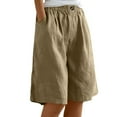 thumbnail image 1 of TRUBKH shorts for women bermuda shorts for women gym shorts women long shorts for women baggy shorts Cotton Linen Shorts Loose Fit Knee Length Cosy Shorts Beach Shorts With Pockets Khaki XL, 1 of 7