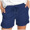thumbnail image 1 of TRUBKH shorts for women cotton shorts for woman womens shorts casual legging shorts lounge shorts women Drawstring Color Waist Solid Elastic Shorts Pants Women Pocket Casual Pants Purple L, 1 of 6