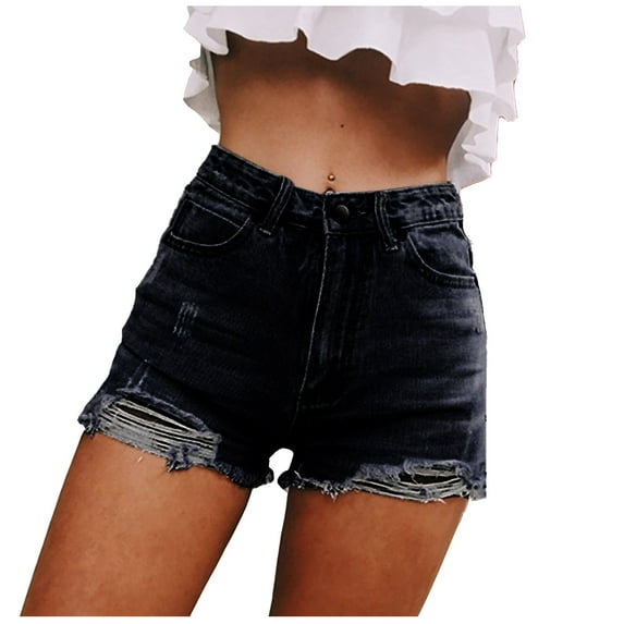 TRUBKH shorts for women jean shorts womens baggy jean shorts women women's shorts jean shorts for women Women's Casual Insert Pockets Personality Jeans Ultra-Short Denim Shorts Black XL