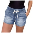 thumbnail image 1 of TRUBKH shorts for women jean shorts womens baggy jean shorts women women shorts shorts for women high waisted Women's Fashion High Waist Denim Shorts Blue Jeans Ripped Casual Pants Light Blue S, 1 of 9