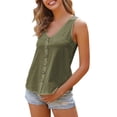 thumbnail image 1 of TRUBKH sleeveless tops for women button up tank tops for women cotton shirts for women tank top for women camisole tops for women Button Up Shirt Sleeveless Casual V Neck Tank Top Army Green XL, 1 of 5