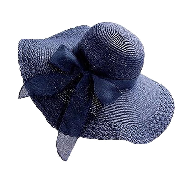 TRUBKH sunshade hats for women Beach Cap sun hats Mesh Hat Hat Adjustable UV Protection Oversized Beach Hat with Band Wide Brim Sun Hat Packable Straw Fedora Panama floppy hat Blue One Size