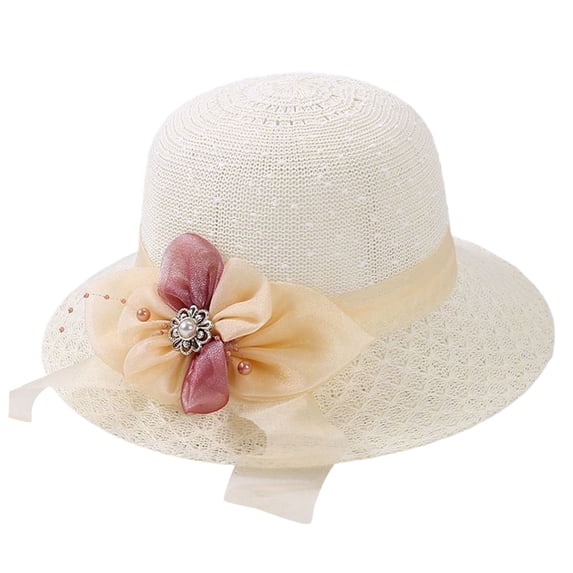 TRUBKH sunshade hats for women Beach Gardening floppy hat Beach Cap Hat Adjustable straw hats for women Packable Straw Fedora Panama Boho Hat UV Protection Travel Straw Cap with Band White One Size