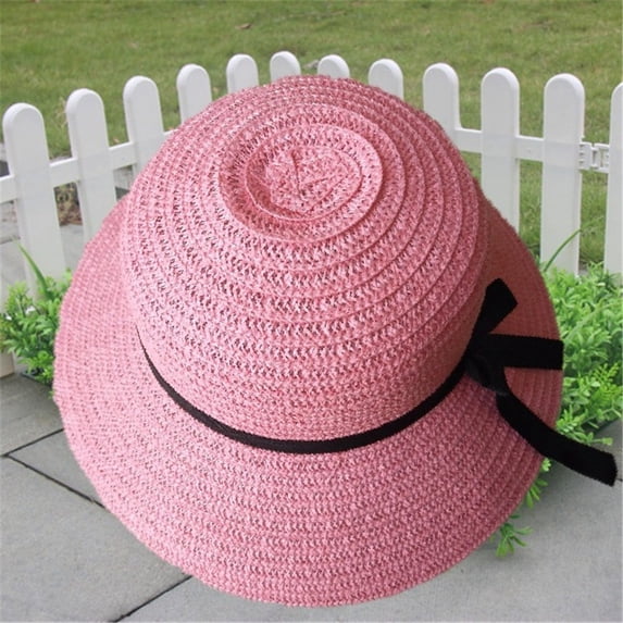 TRUBKH sunshade hats for women Straw Cap with Band floppy hat UV Protection Beach Gardening straw hats for women Hat Adjustable Wide Brim Sun Hat Oversized Beach Hat Foldable Beach Cap Pink One Size