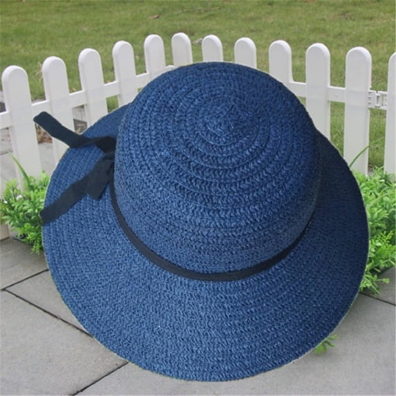 TRUBKH sunshade hats for women Travel Straw Cap Oversized Beach Hat floppy hat Hat Adjustable Wide Brim Sun Hat Summer Boho Hat UV Protection with Band Mesh Hat Beach Gardening Foldable Blue One Size