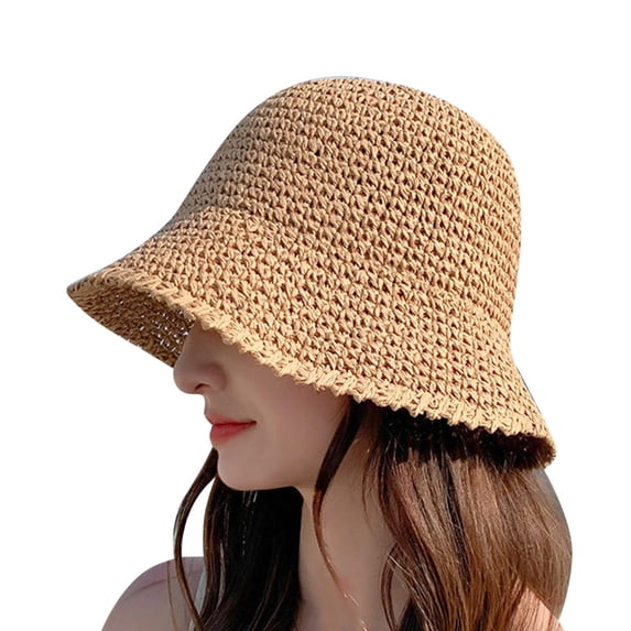 TRUBKH sunshade hats for women UV Protection Foldable Mesh Hat Summer Boho Hat floppy sun hat Wide Brim Sun Straw Hat Packable Straw Fedora Panama Wide Brim Sun Hat with Band Travel Straw Cap Beige M
