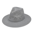 thumbnail image 1 of TRUBKH sunshade hats for women Wide Brim Sun Hat Travel Straw Cap floppy hat Hat Adjustable Packable Straw Fedora Panama sun hats with Band Mesh Hat wide brim hats for men for Men Women Gray One Size, 1 of 1