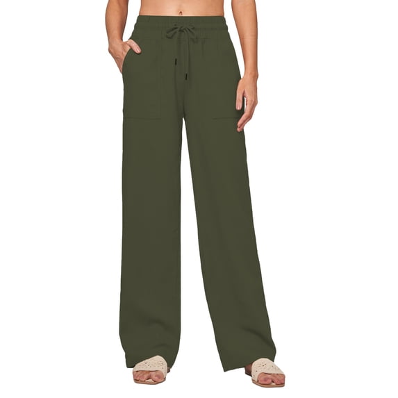 TRUBKH wide leg pants woman flowy pants for women boho palazzo pants for women high waisted wide leg jeans for women plus size wide leg pants for women Wide Leg Palazzo Pants Pants Green L