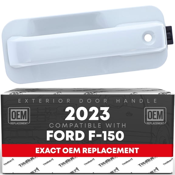 T1A Exterior Front Driver Door Handle Replacement - Compatible with 2015-2022 Ford F-150 - Oxford White, with Keypad Hole - Plastic - OEM FL3Z1522405HAPTMYZ