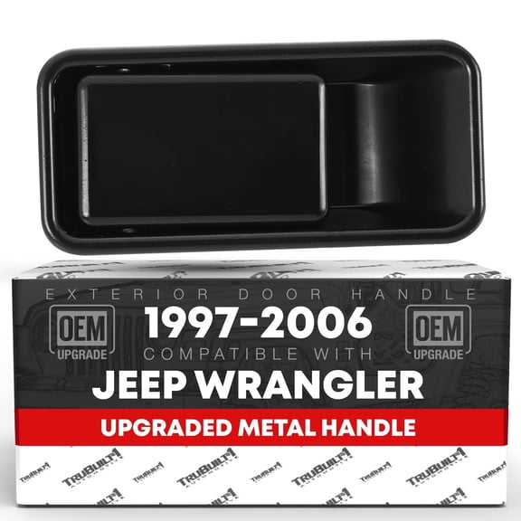 Exterior Front Driver Door Handle Replacement, Upgraded Metal - Compatible with 1997-2006 Jeep Wrangler, Half Door Type - Smooth Black - OEM 55176549AB, 79334