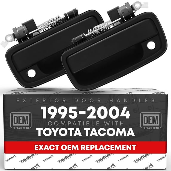 Exterior Front Driver & Passenger Door Handle Replacement Set - Compatible with 1995-2004 Toyota Tacoma - Textured Black with Keyhole - OEM 69220-35020, 69210-35020