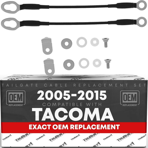 TRUBUILT1 AUTOMOTIVE Tailgate Cable Replacement Set, Rear Left & Right Side - Compatible with 2005-2015 Toyota Tacoma - Tailgate Support Cable Straps, Metal 12 1/2" Long - OEM 65770-04070, 38545