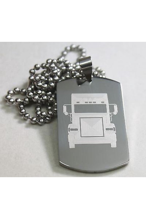 TRUCK DRIVER PRAYER SOLID THICK STAINLESS STEEL NECKLACE PENDANT DOG TAG