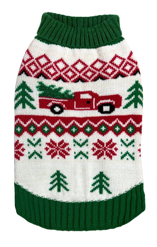 Vibrant Life Holiday Christmas Tree Truck Sweater for Dogs, Multicolor, XL