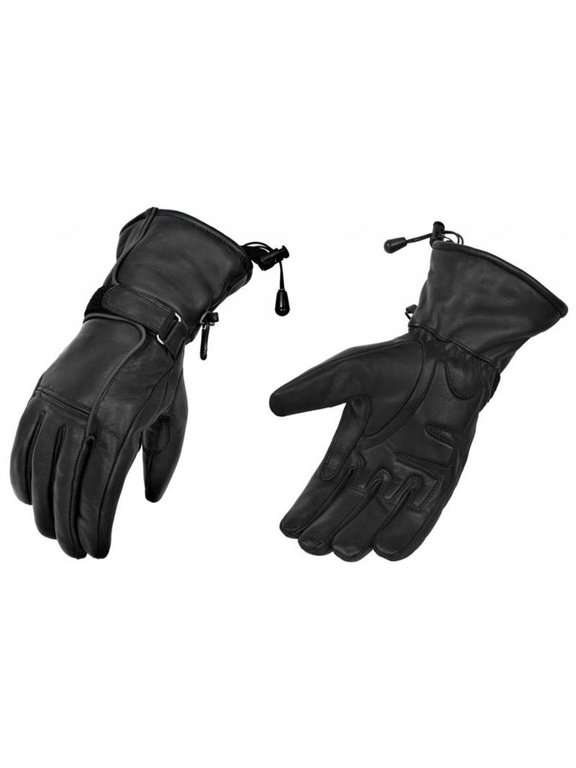 Women's Leather Gauntlet Glove with Water Resistant Insert (Black, 2XL)