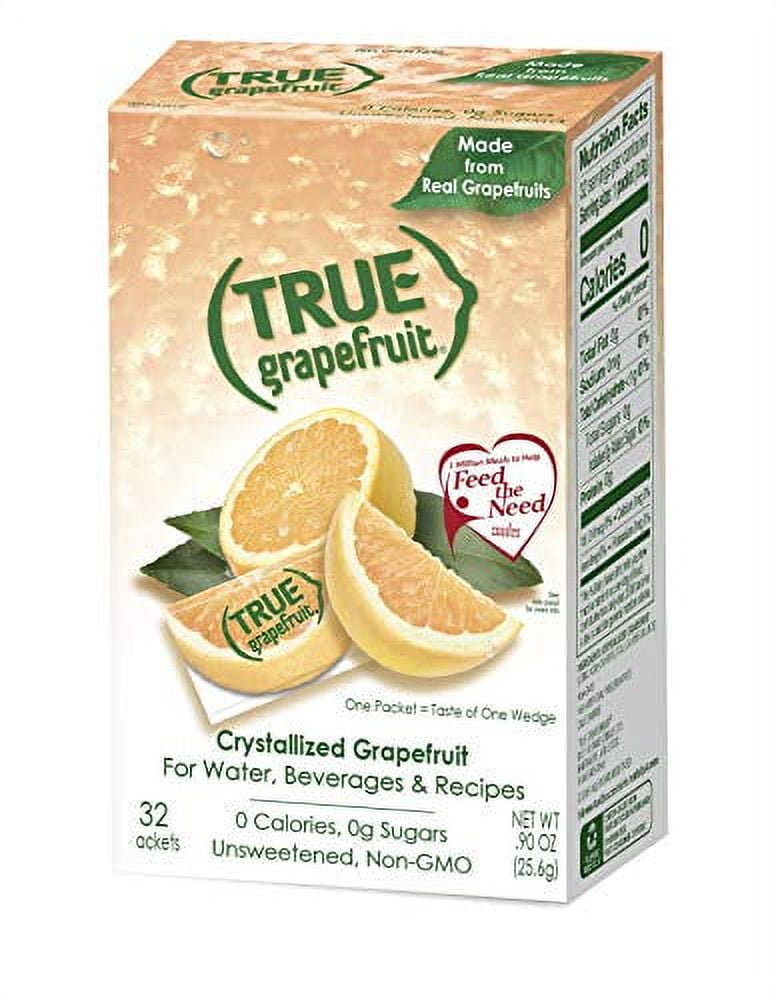 TRUE GRAPEFRUIT Water Enhancer (32 Packets) | Zero Calorie Unsweetened Water Flavoring | For Water, Bottled Water & Recipes | Water Flavor Packets Made with Real Grapefr