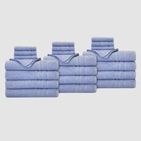 24-Piece True Hue Cotton-Blend Bleach Safe Bath Towel Set (Blue)