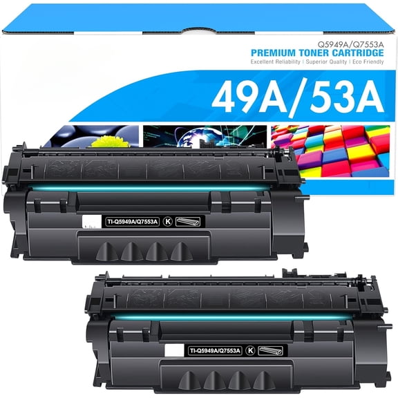 TRUE IMAGE Compatible Toner Cartridge Replacement for HP 49A Q5949A 53A Q7553A 49X Q5949X for HP Laserjet 1320 Toner Cartridge 1320n 3390 1160 1320tn 1320nw 3392 P2015 P2015dn Printer (Black, 2-Pack)