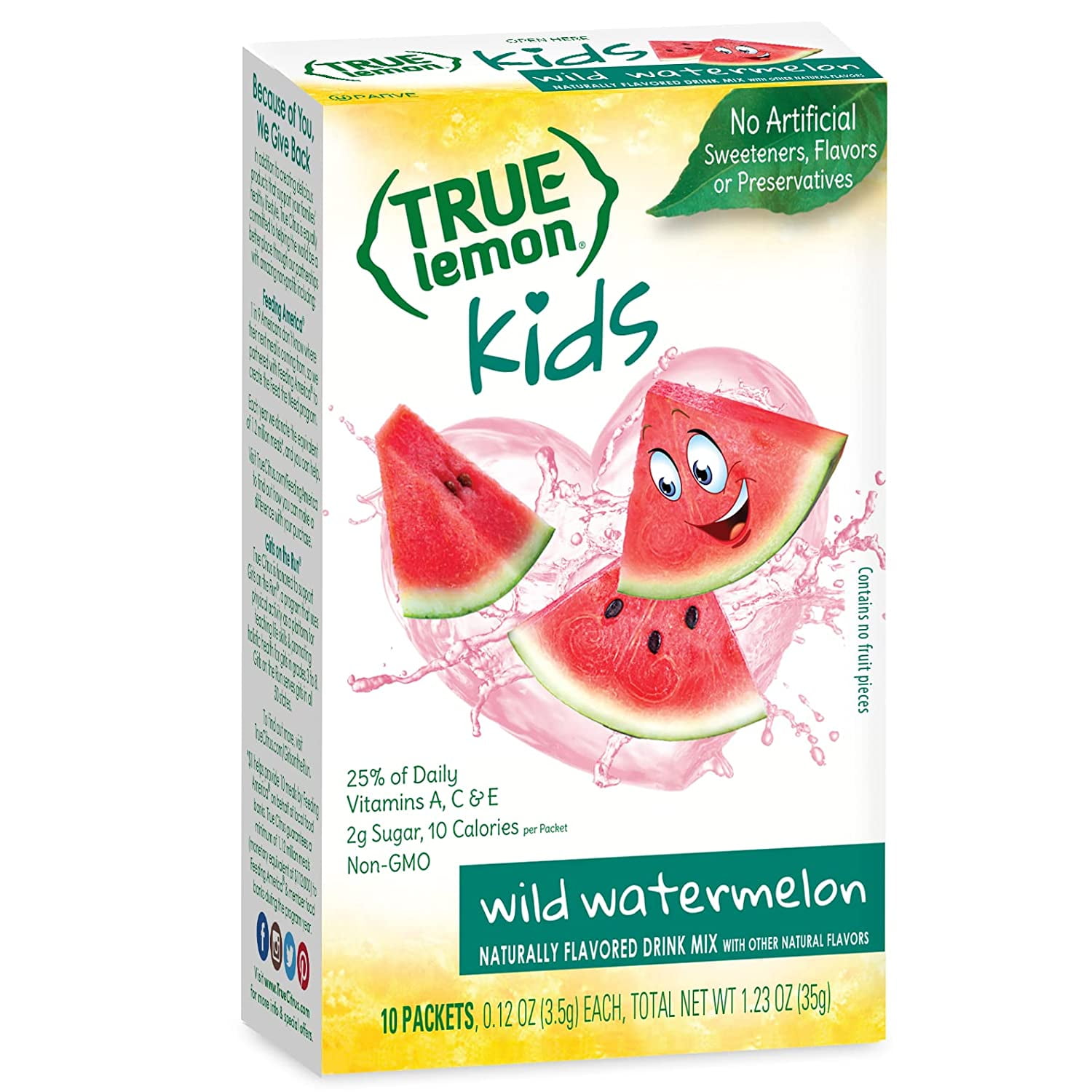 TRUE LEMON KIDS Wild Watermelon (10 Packets) Hydration for Kids No