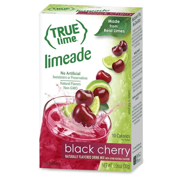 TRUE LIME Black Cherry Limeade Drink Mix (10 Packets) Made from Real