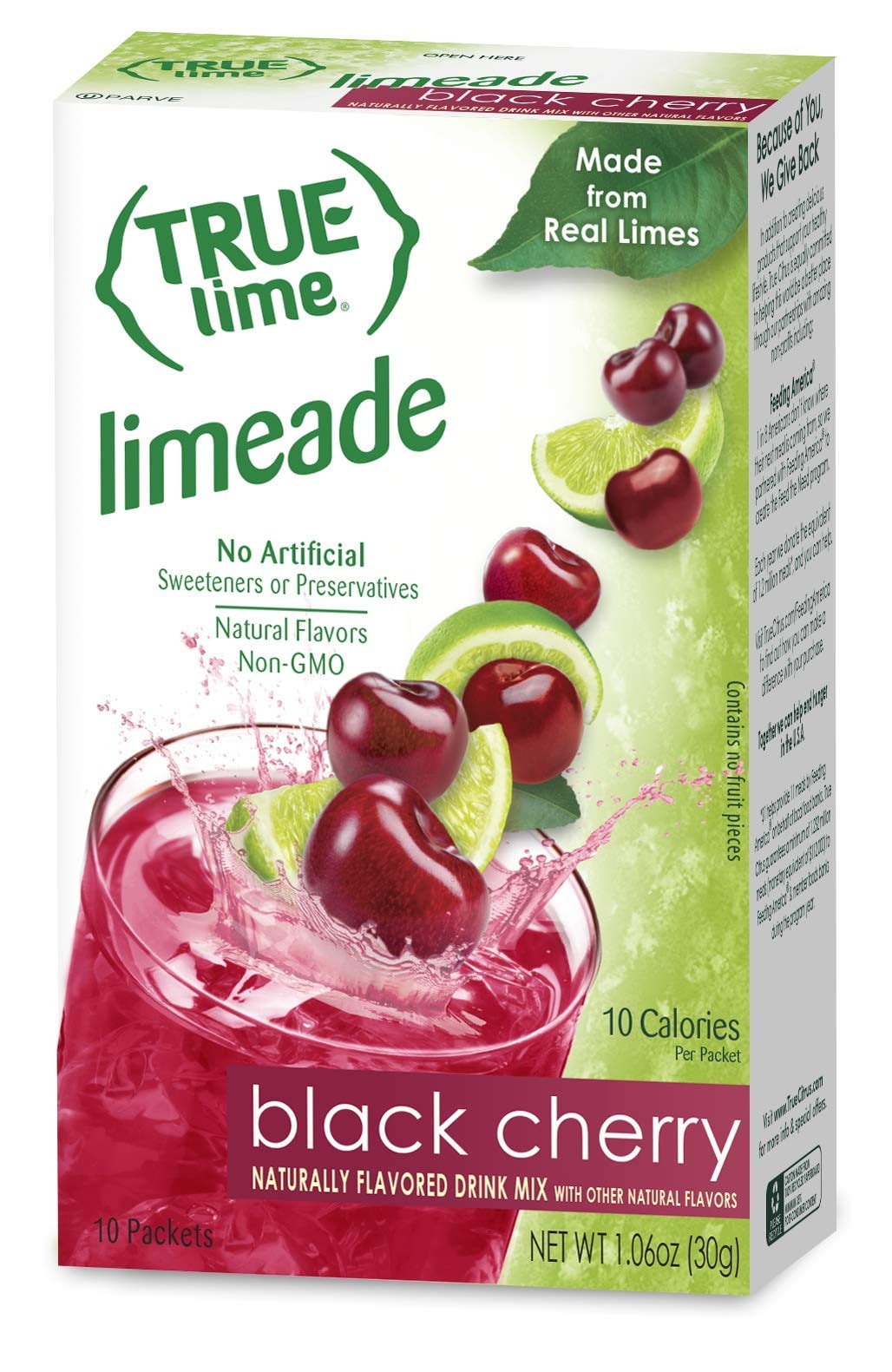TRUE LIME Black Cherry Limeade Drink Mix (10 Packets) Made from Real