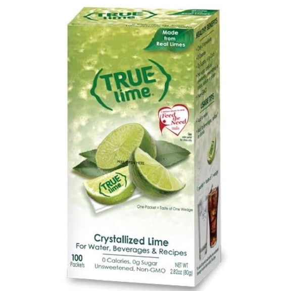 TRUE LIME Water Enhancer, Bulk Dispenser Pack, 0 Calorie Drink Mix Packets For Water, Sugar Free Lime Flavoring Powder, Water Flavo Made with Real Limes, 100 Count (Pack of 1)