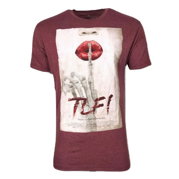 TRUE LOVE Mens T-Shirt KISS BUT DONT TELL 50 Shade of Gray Skull hand T-Shirt