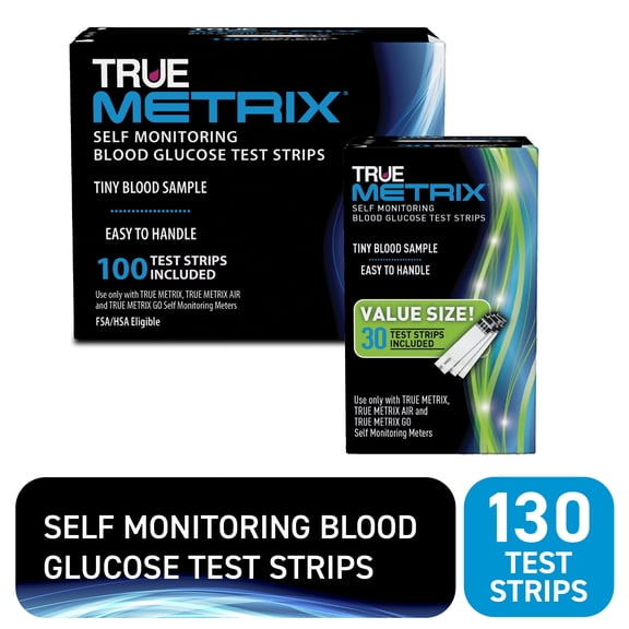 TRUE METRIX Self Monitoring Blood Glucose Test Strips, 130 Count